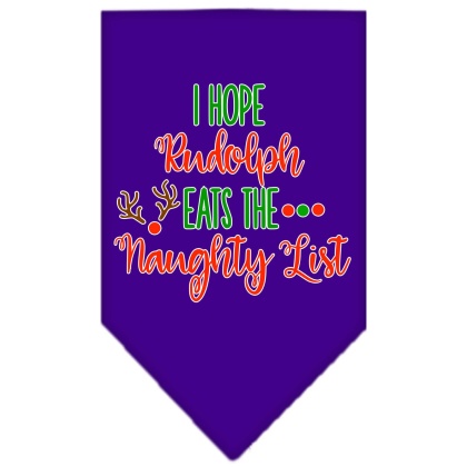 Hope Rudolph Eats Naughty List Screen Print Bandana Purple Large