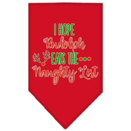 Hope Rudolph Eats Naughty List Screen Print Bandana Red Large