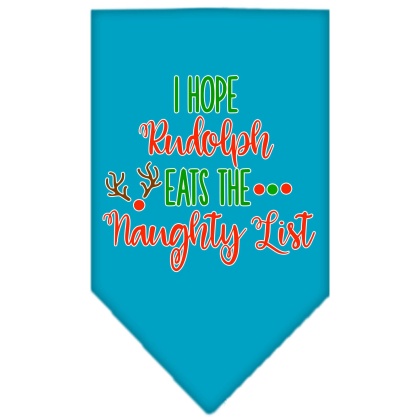 Hope Rudolph Eats Naughty List Screen Print Bandana Turquoise Large