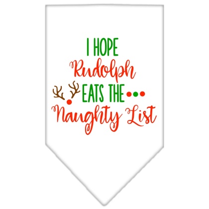 Hope Rudolph Eats Naughty List Screen Print Bandana White Large