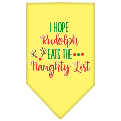 Hope Rudolph Eats Naughty List Screen Print Bandana Yellow Large