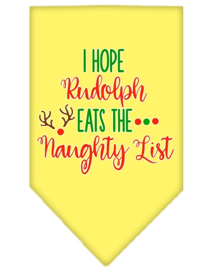 Hope Rudolph Eats Naughty List Screen Print Bandana Yellow Large