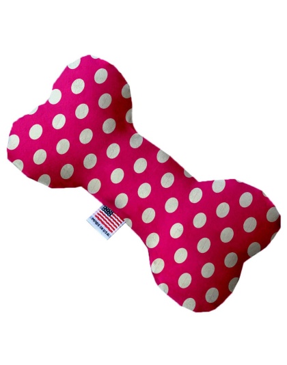 Hot Pink Swiss Dots 10 Inch Canvas Bone Dog Toy