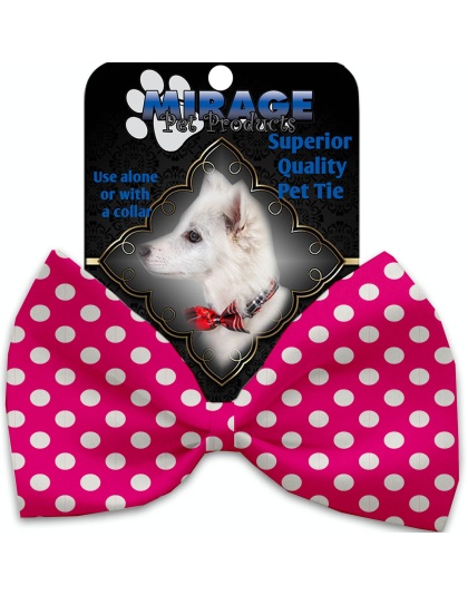 Hot Pink Swiss Dots Pet Bow Tie