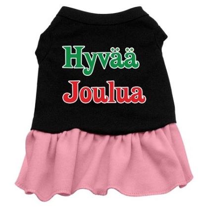 Hyvaa Joulua Screen Print Dress Black with Pink Lg