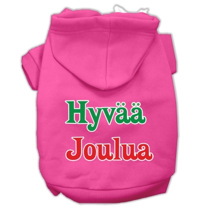 Hyvaa Joulua Screen Print Pet Hoodies Bright Pink L