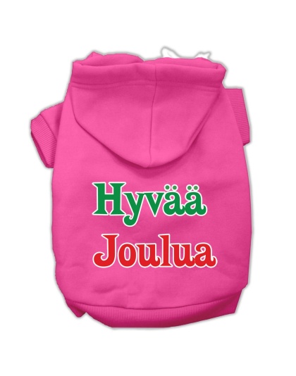 Hyvaa Joulua Screen Print Pet Hoodies Bright Pink L