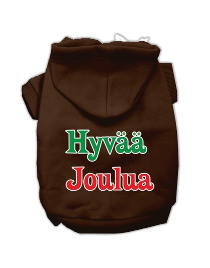 Hyvaa Joulua Screen Print Pet Hoodies Brown L