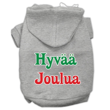 Hyvaa Joulua Screen Print Pet Hoodies Grey L