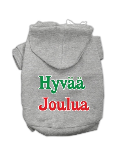 Hyvaa Joulua Screen Print Pet Hoodies Grey L