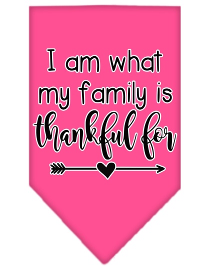 I Am What My Family is Thankful For Screen Print Bandana Bright Pink Large