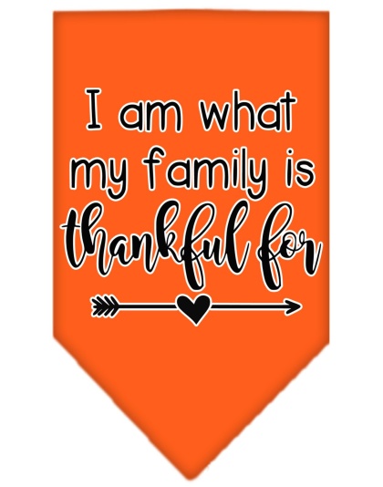 I Am What My Family is Thankful For Screen Print Bandana Orange Large