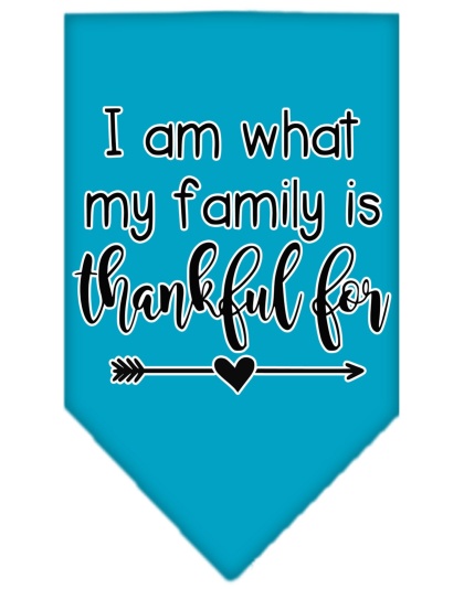 I Am What My Family is Thankful For Screen Print Bandana Turquoise Large