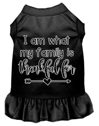 I Am What My Family is Thankful For Screen Print Dog Dress Black 4X
