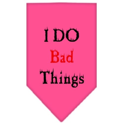 I Do Bad Things Screen Print Bandana Bright Pink Large