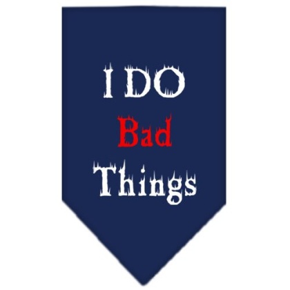 I Do Bad Things Screen Print Bandana Navy Blue Large