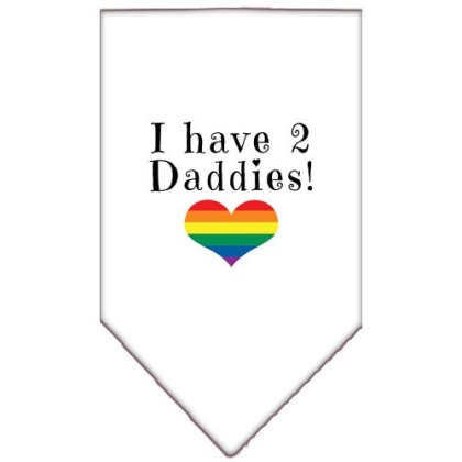 I Have 2 Daddies Screen Print Bandana White Large