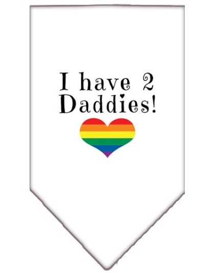 I Have 2 Daddies Screen Print Bandana White Large