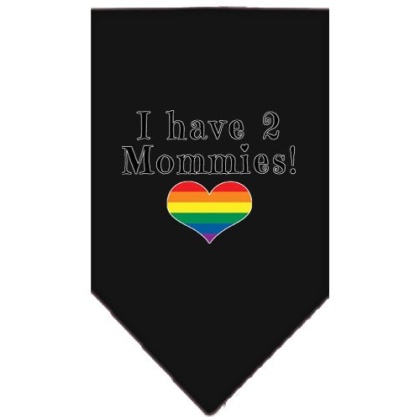 I Have 2 Mommies Screen Print Bandana Black Large