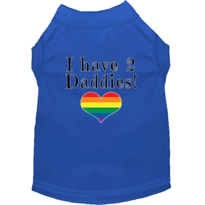 I have 2 Daddies Screen Print Dog Shirt Blue Lg