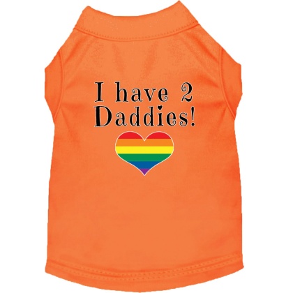 I have 2 Daddies Screen Print Dog Shirt Orange Lg