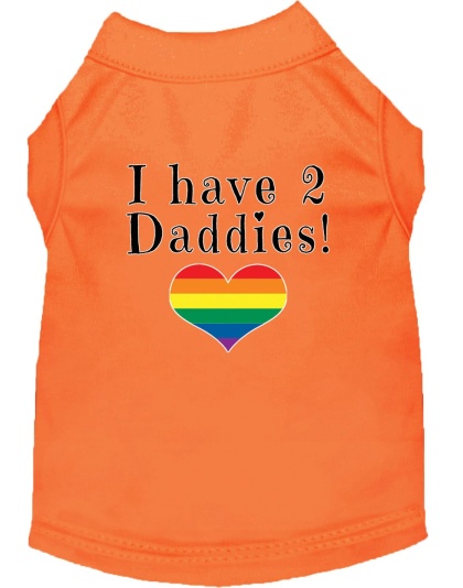 I have 2 Daddies Screen Print Dog Shirt Orange Lg