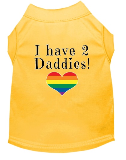 I have 2 Daddies Screen Print Dog Shirt Yellow Lg