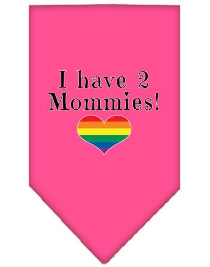 I Have 2 Mommies Screen Print Bandana Bright Pink Large