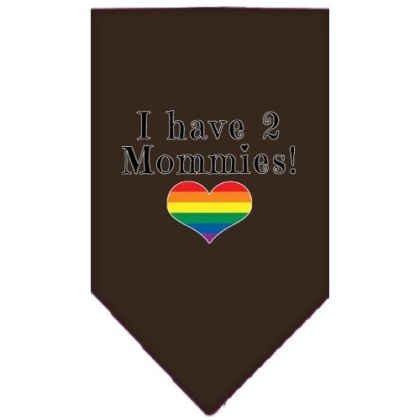 I Have 2 Mommies Screen Print Bandana Cocoa Large