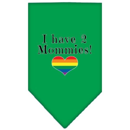 I Have 2 Mommies Screen Print Bandana Emerald Green Large