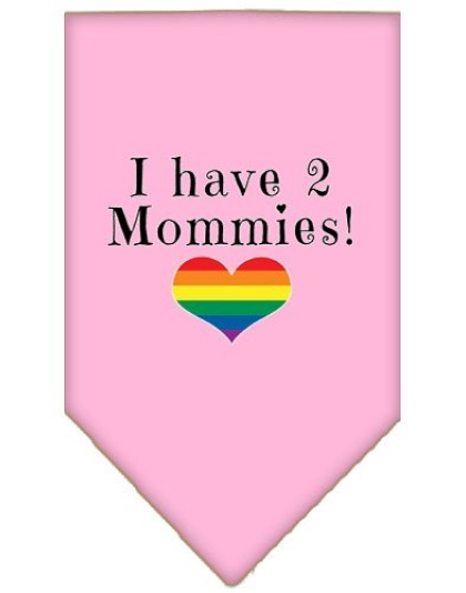 I Have 2 Mommies Screen Print Bandana Light Pink Large