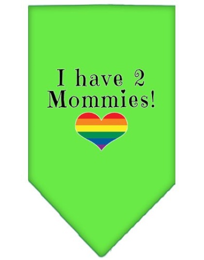 I Have 2 Mommies Screen Print Bandana Lime Green Large