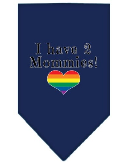 I Have 2 Mommies Screen Print Bandana Navy Blue large