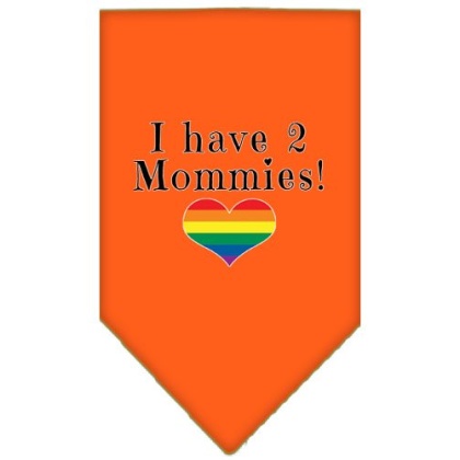 I Have 2 Mommies Screen Print Bandana Orange Large