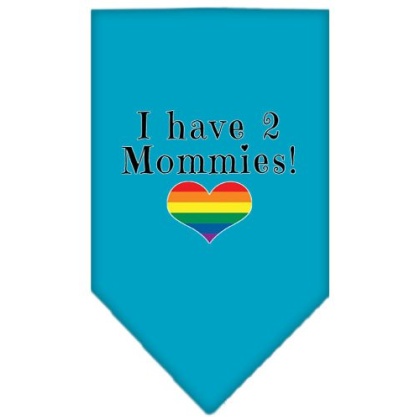 I Have 2 Mommies Screen Print Bandana Turquoise Large