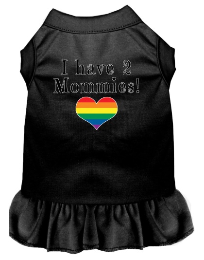 I Have 2 Mommies Screen Print Dog Dress Black 4X