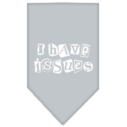 I Have Issues Screen Print Bandana Grey Large