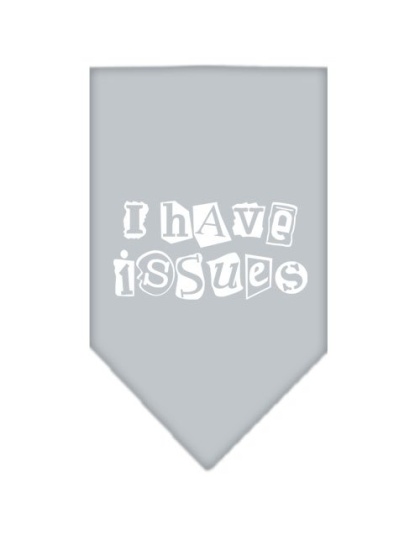 I Have Issues Screen Print Bandana Grey Large