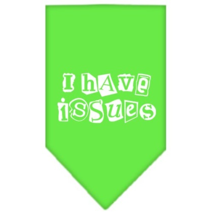 I Have Issues Screen Print Bandana Lime Green Large