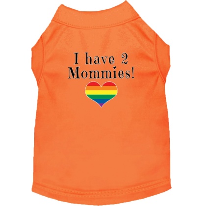 I have 2 Mommies Screen Print Dog Shirt Orange Lg