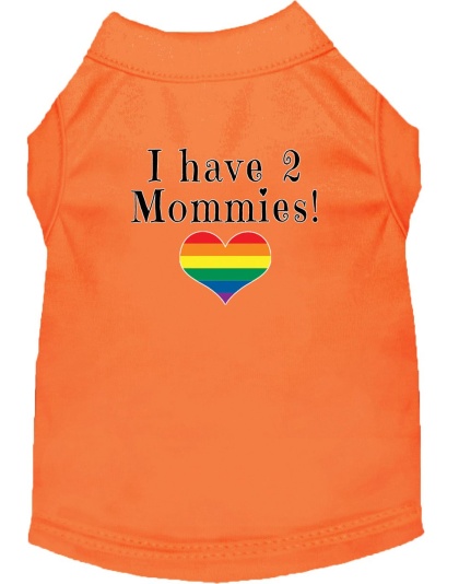 I have 2 Mommies Screen Print Dog Shirt Orange Lg