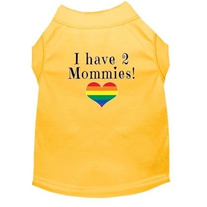 I have 2 Mommies Screen Print Dog Shirt Yellow Lg