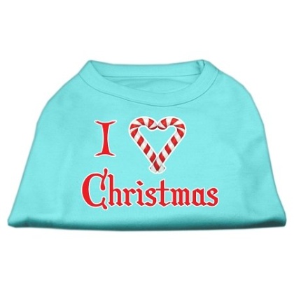 I Heart Christmas Screen Print Shirt Aqua Lg