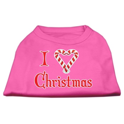 I Heart Christmas Screen Print Shirt Bright Pink Lg