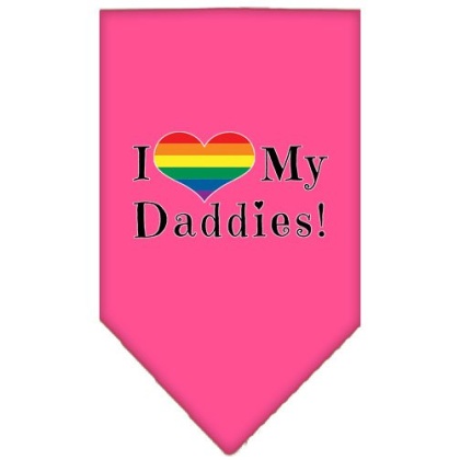 I Heart my Daddies Screen Print Bandana Bright Pink Large