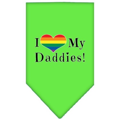 I Heart my Daddies Screen Print Bandana Lime Green Large