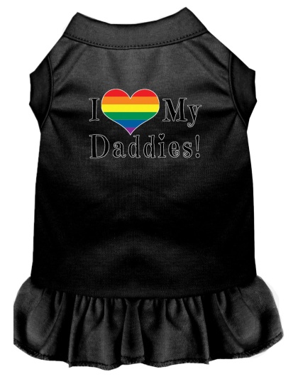 I Heart my Daddies Screen Print Dog Dress Black 4X