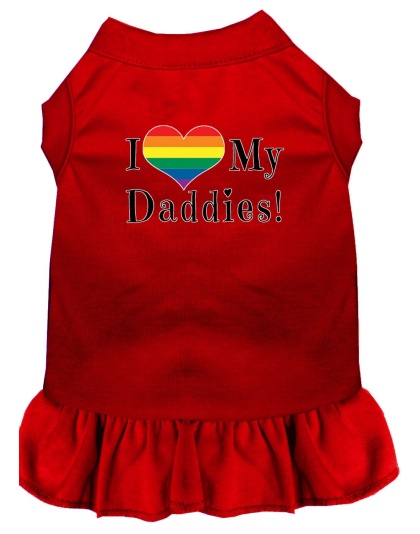 I Heart my Daddies Screen Print Dog Dress Red 4X