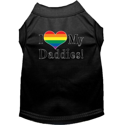 I heart my Daddies Screen Print Dog Shirt Black Lg