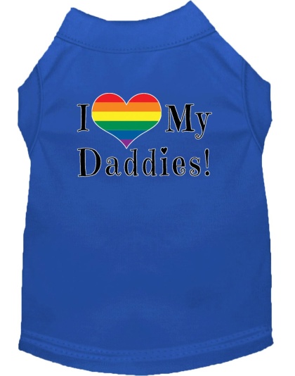 I heart my Daddies Screen Print Dog Shirt Blue Lg